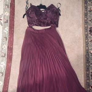 Two Piece purple silky dress